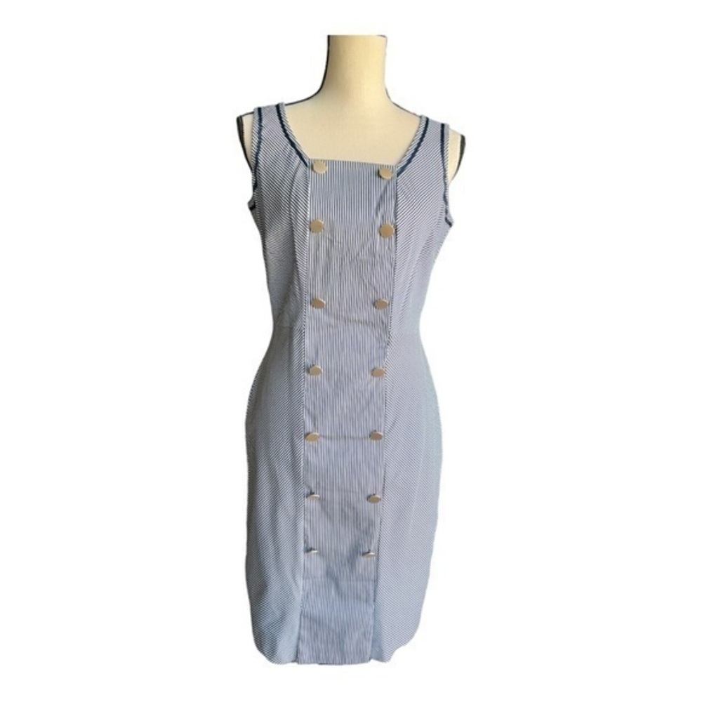 Alison Sheri Double Breasted Stripe Shift Dress Size XS